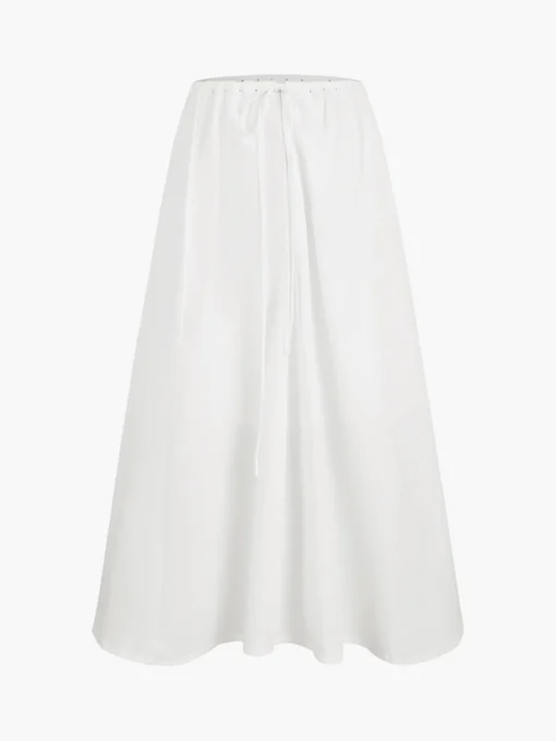 COMMENSE Skirts|Matching Sets^Cowgirl Aesthetics Zippered Maxi Skirt White
