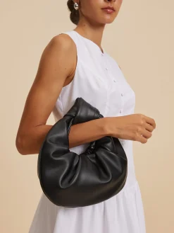 COMMENSE Bags|Accessories^Crescent Knotted Ruched Bag Black
