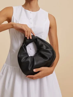 COMMENSE Bags|Accessories^Crescent Knotted Ruched Bag Black