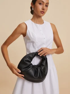 COMMENSE Bags|Accessories^Crescent Knotted Ruched Bag Black