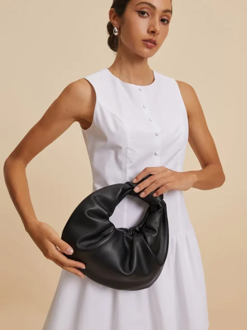 COMMENSE Bags|Accessories^Crescent Knotted Ruched Bag Black