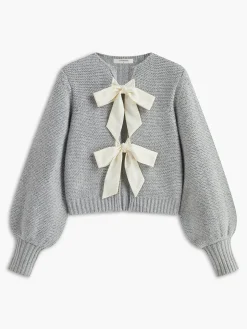 COMMENSE Sweater Tops|Sweaters & Cardigans^Crew Neck Bow Knit Top Grey