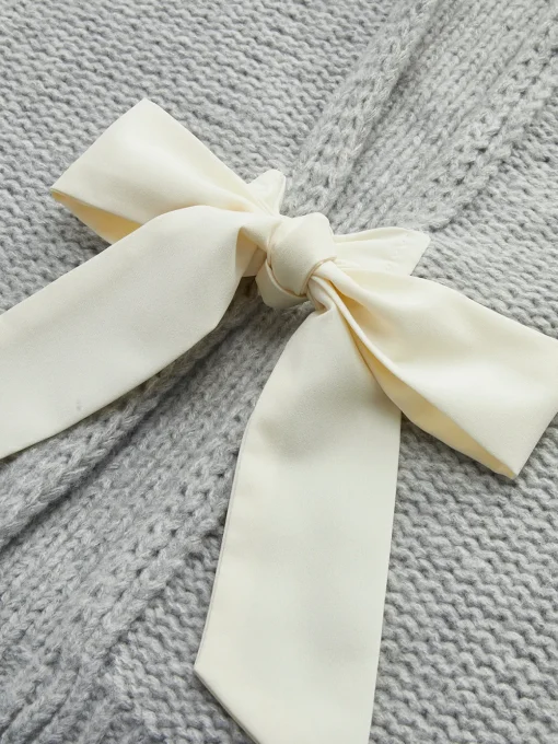 COMMENSE Sweater Tops|Sweaters & Cardigans^Crew Neck Bow Knit Top Grey