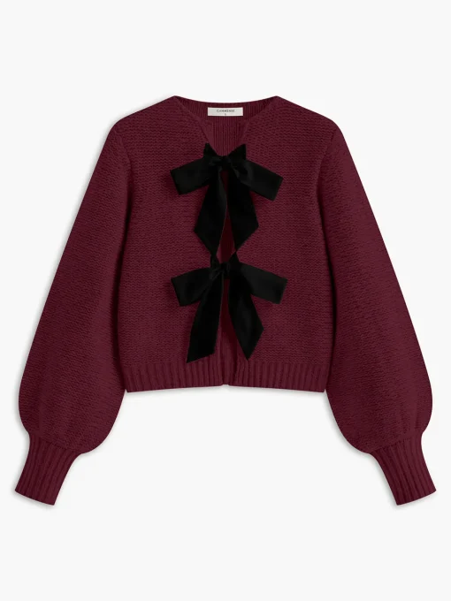 COMMENSE Sweater Tops|Sweaters & Cardigans^Crew Neck Bow Knit Top Grey