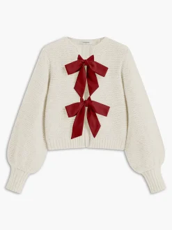 COMMENSE Sweater Tops|Sweaters & Cardigans^Crew Neck Bow Knit Top Grey