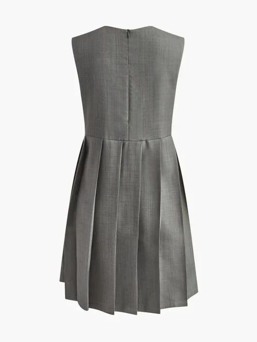 COMMENSE Casual Dresses|Short Dresses^Crew Neck Panel Pleated Tank Dress Grey