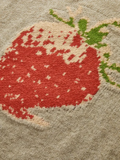 COMMENSE Sweater Tops|Sweaters & Cardigans^Crew Neck Strawberry Warm Sweater Apricot