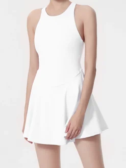 COMMENSE White Dresses|Activewear^Criss Cross Jersey Active Dress White