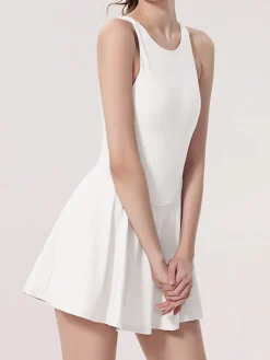 COMMENSE White Dresses|Activewear^Criss Cross Jersey Active Dress White
