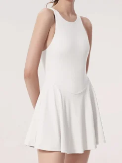 COMMENSE White Dresses|Activewear^Criss Cross Jersey Active Dress White