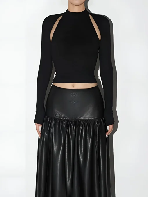 COMMENSE Crop Tops|T-shirts^Crop Cutout T-Shirt Black