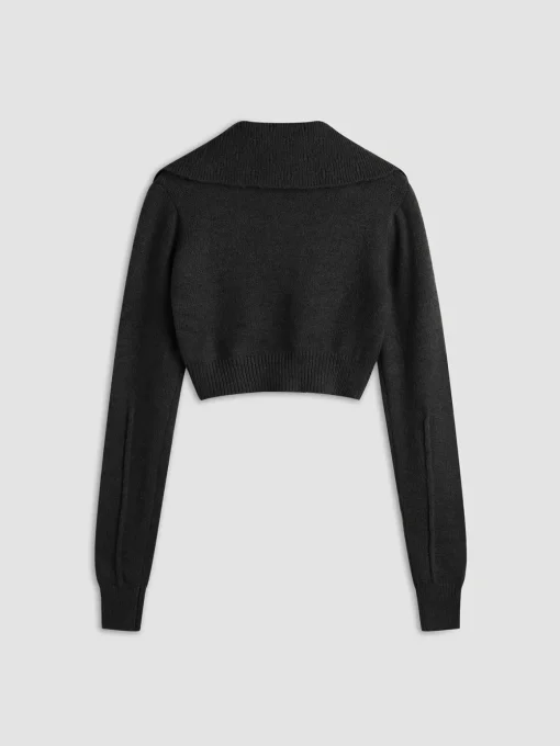 COMMENSE Cardigans|Sweaters & Cardigans^Cropped Cardigan with Collar Coffee