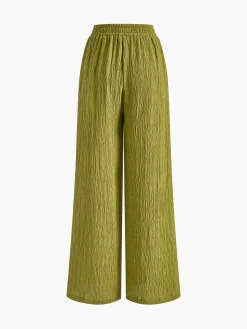 COMMENSE Pants Sets|Matching Sets^Cross Halter Plisse Pants Set Green