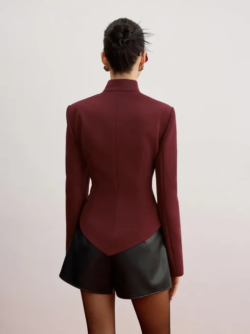 COMMENSE Outerwear|Blazers^Cutout Slim Blazer With Shoulder Pads Burgundy