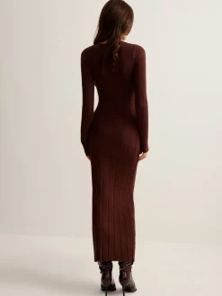 COMMENSE Sweater Dresses|Work Dresses^Cutout Slim Sweater Long Dress Brown