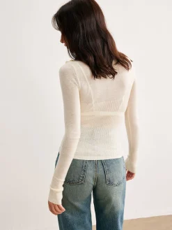 COMMENSE Sweater Tops|Sweaters & Cardigans^3D Flower Semi-Sheer Knit Top Apricot