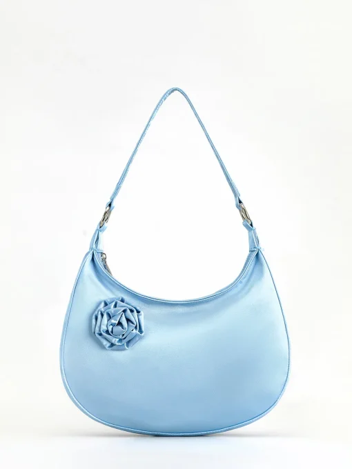 COMMENSE Bags|Accessories^3D Flower Zipper Crescent Bag LightBlue