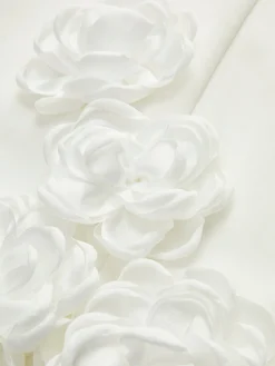 COMMENSE Dresses^3D Flower Zipper Strappy Short Dress White