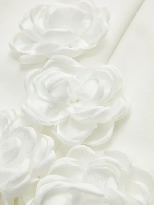COMMENSE Dresses^3D Flower Zipper Strappy Short Dress White