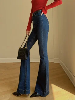 COMMENSE Jeans|Pants^Denim Slim Bootcut Jeans Without Belt Navy