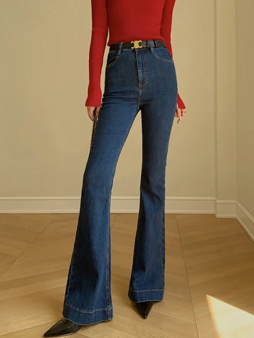 COMMENSE Jeans|Pants^Denim Slim Bootcut Jeans Without Belt Navy