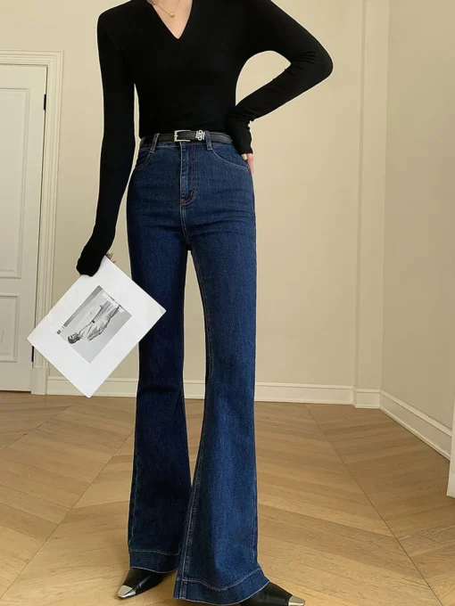 COMMENSE Jeans|Pants^Denim Slim Bootcut Jeans Without Belt Navy