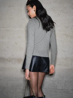 COMMENSE Cardigans|Sweaters & Cardigans^Detachable-Bow Button Short Cardigan Grey