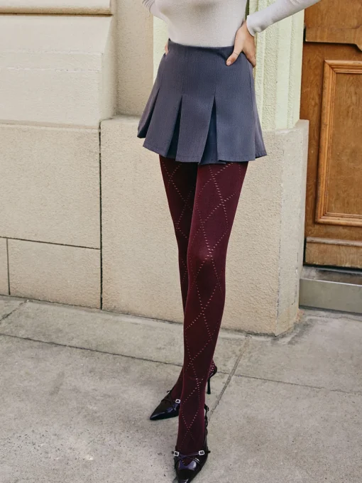 COMMENSE Socks & Tights|Accessories^Diamond-Pattern Invisible Tights Red
