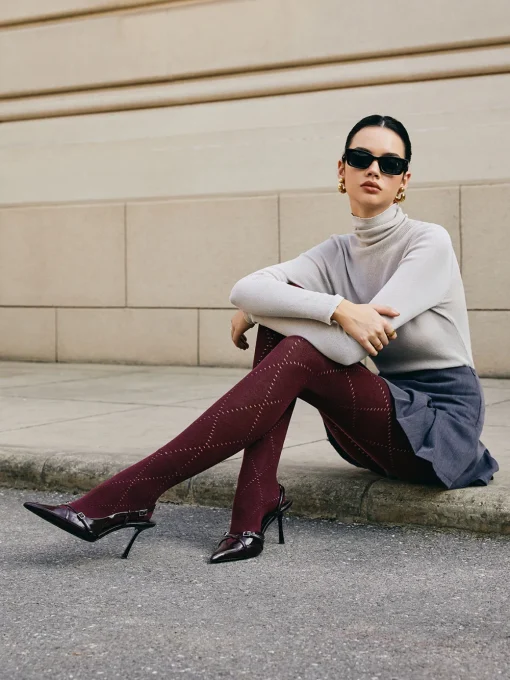 COMMENSE Socks & Tights|Accessories^Diamond-Pattern Invisible Tights Red