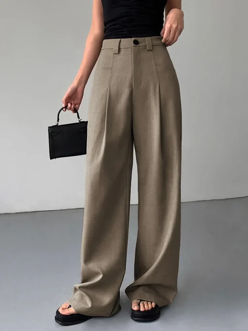 COMMENSE Wide Leg|Pants^Divine Pleat Wide Leg Dress Pants Khaki