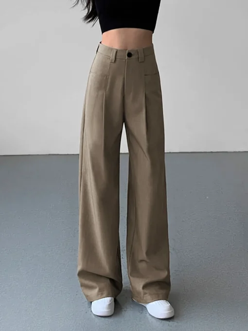 COMMENSE Wide Leg|Pants^Divine Pleat Wide Leg Dress Pants Khaki