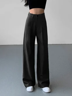COMMENSE Wide Leg|Pants^Divine Pleat Wide Leg Dress Pants Khaki