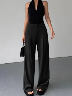 COMMENSE Wide Leg|Pants^Divine Pleat Wide Leg Dress Pants Khaki