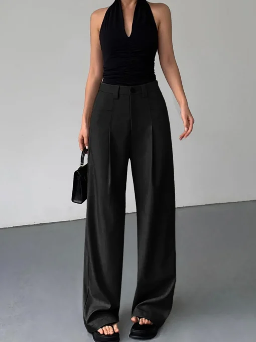 COMMENSE Wide Leg|Pants^Divine Pleat Wide Leg Dress Pants Khaki