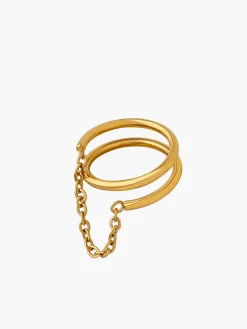 COMMENSE Rings & Bracelets|Accessories^Double Layered Chain Decor Ring Gold