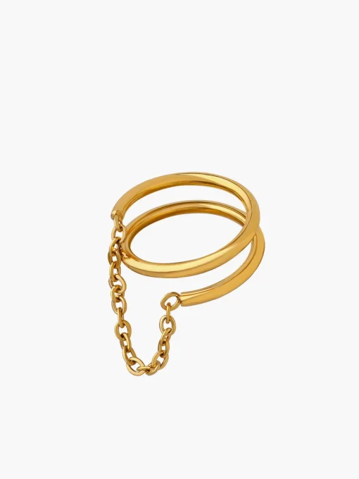 COMMENSE Rings & Bracelets|Accessories^Double Layered Chain Decor Ring Gold