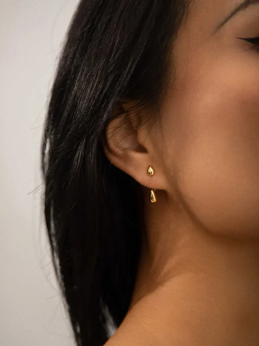 COMMENSE Earrings|Accessories^Double Water Drop Stud Earrings Golden