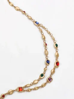 COMMENSE Necklaces|Accessories^Double-Layer Colorful Beaded Necklace Gold