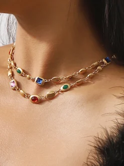 COMMENSE Necklaces|Accessories^Double-Layer Colorful Beaded Necklace Gold