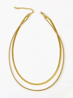 COMMENSE Necklaces|Accessories^Double-Layer Snake & Twist Chain Necklace Golden
