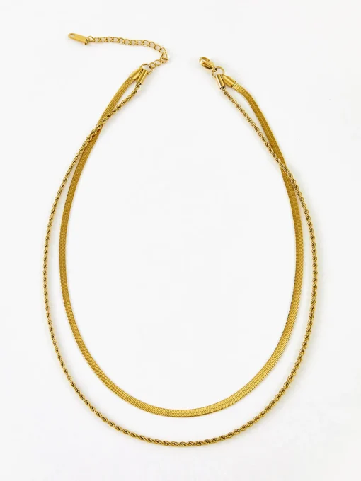 COMMENSE Necklaces|Accessories^Double-Layer Snake & Twist Chain Necklace Golden