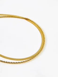 COMMENSE Necklaces|Accessories^Double-Layer Snake & Twist Chain Necklace Golden