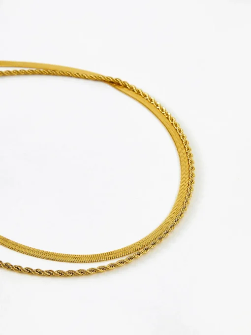 COMMENSE Necklaces|Accessories^Double-Layer Snake & Twist Chain Necklace Golden