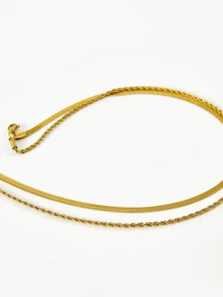 COMMENSE Necklaces|Accessories^Double-Layer Snake & Twist Chain Necklace Golden