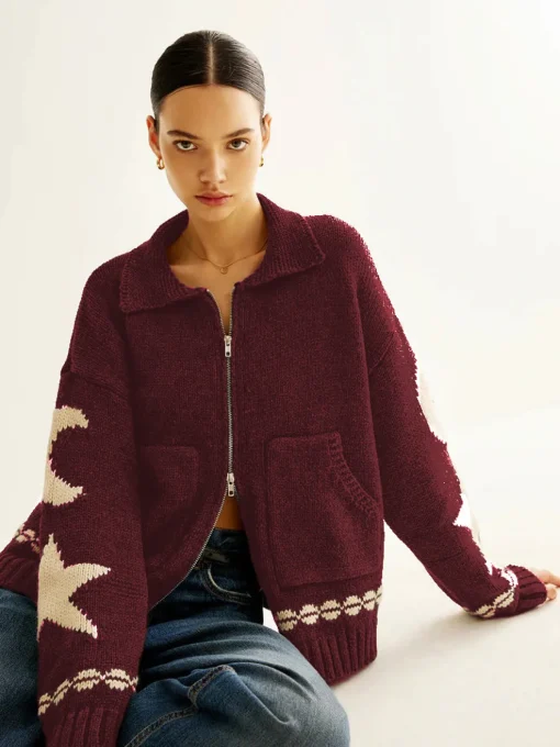 COMMENSE Cardigans|Sweaters & Cardigans^Double-Zip Pockets Lapel Cardigan Black