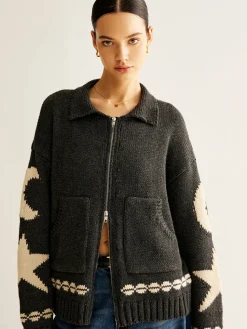COMMENSE Cardigans|Sweaters & Cardigans^Double-Zip Pockets Lapel Cardigan Black