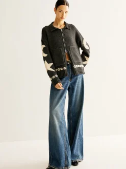 COMMENSE Cardigans|Sweaters & Cardigans^Double-Zip Pockets Lapel Cardigan Black