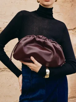COMMENSE Bags|Accessories^Drawstring Soft Clutch Bag Burgundy