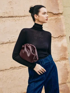 COMMENSE Bags|Accessories^Drawstring Soft Clutch Bag Burgundy