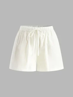 COMMENSE Shorts Sets|Shorts^Drawstring Split Casual Shorts Set White
